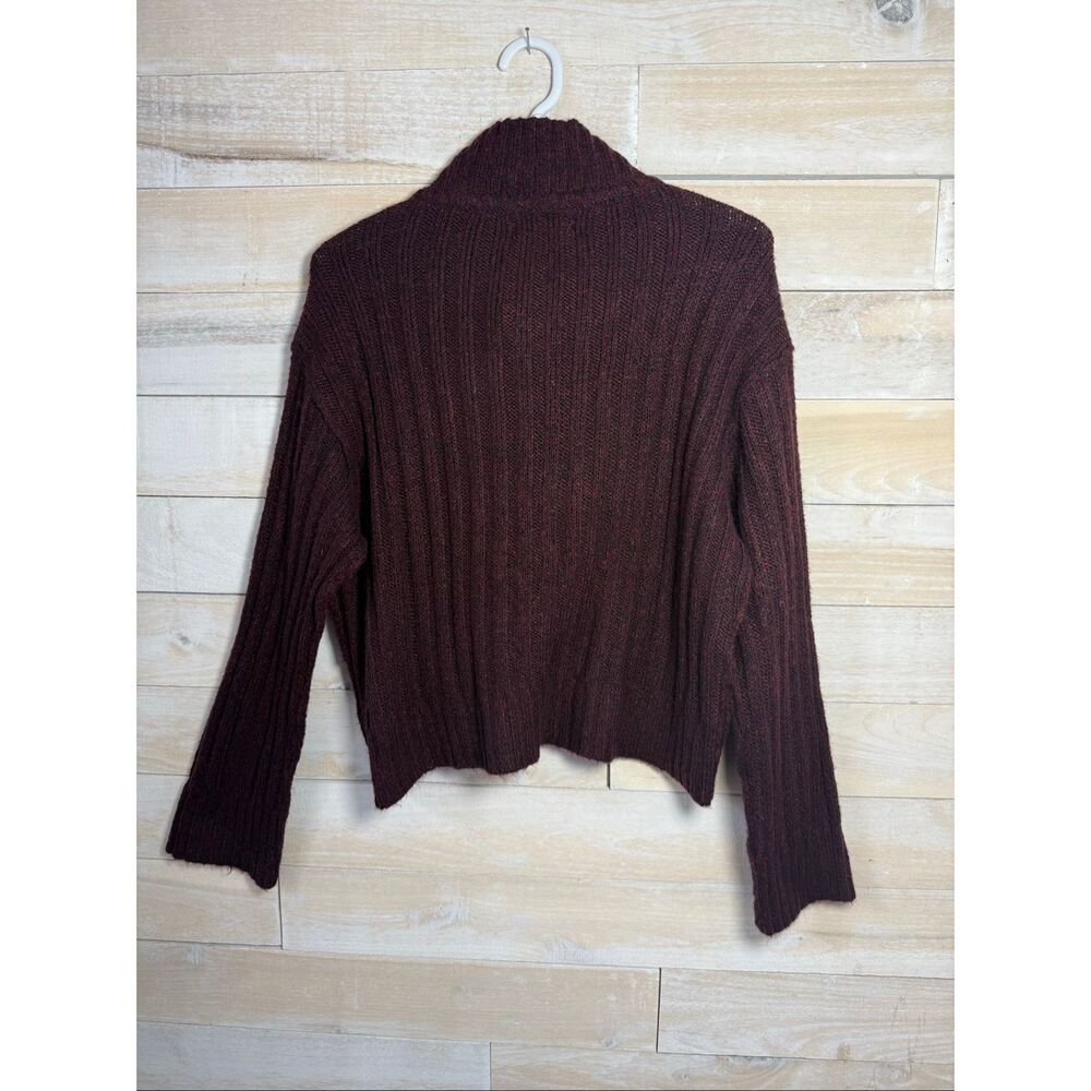 Natural Life Burgundy Cropped Button Sweater Earthy Boho Size S - Picture 4 of 6